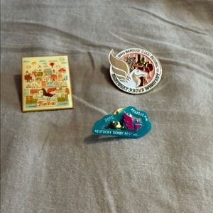 Collection of 3 authentic Kentucky Derby pins. 2014, 2015, 2017